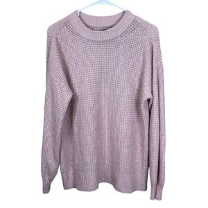 American Eagle Women's Waffle Knit Crew-Neck Sweater  Pink Size Small